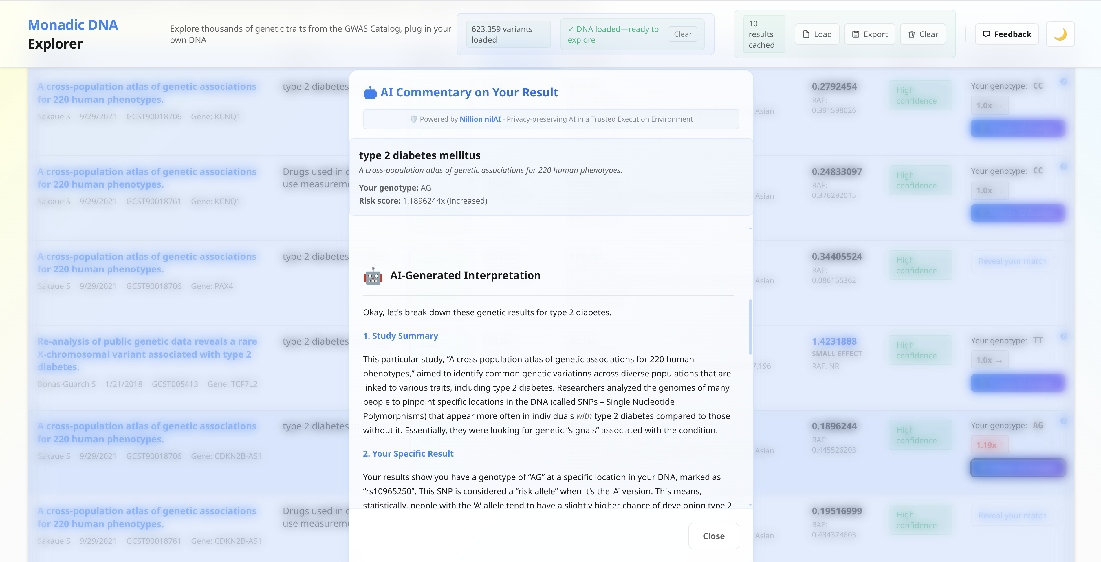 AI analysis of a user trait 1